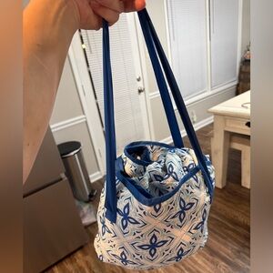 Blue Patterned Blanket in Tote Bag